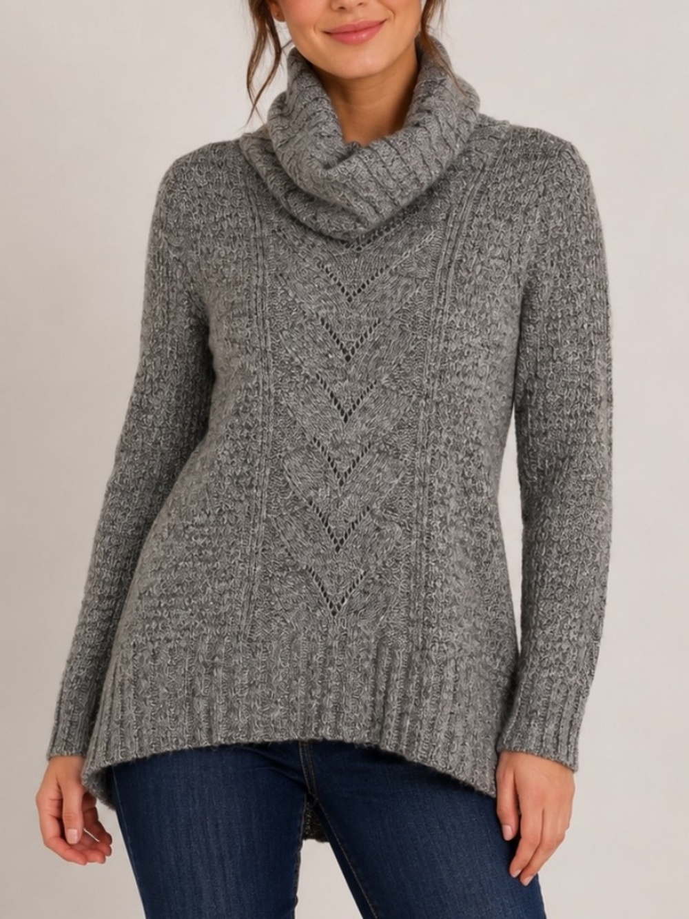 Dynamite Turtleneck Sweater Womens Size XS Gray Knit Quiet Luxury Cozy